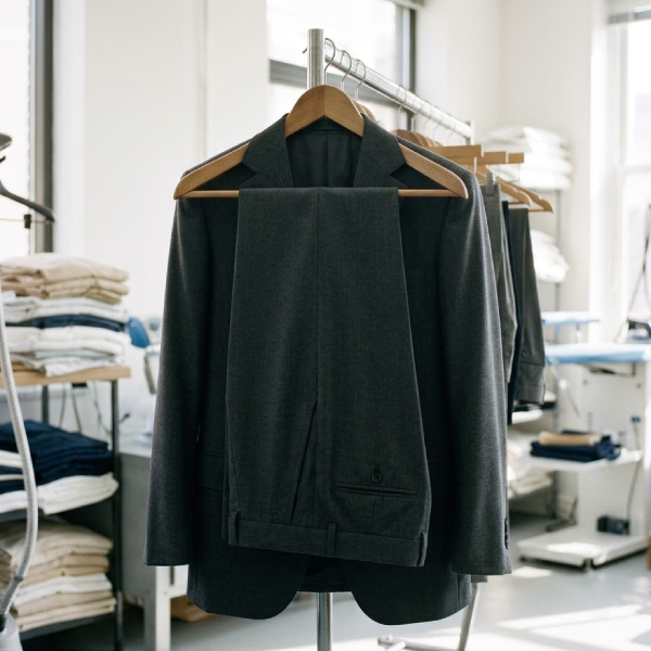 Pressed suit jacket on a hanger